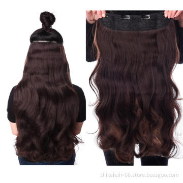 Natural Wavy Long Clips in Hair Extension Synthetic Natural Hair Water Wave Blonde Black Brown Red 24'' For Women Hairpieces